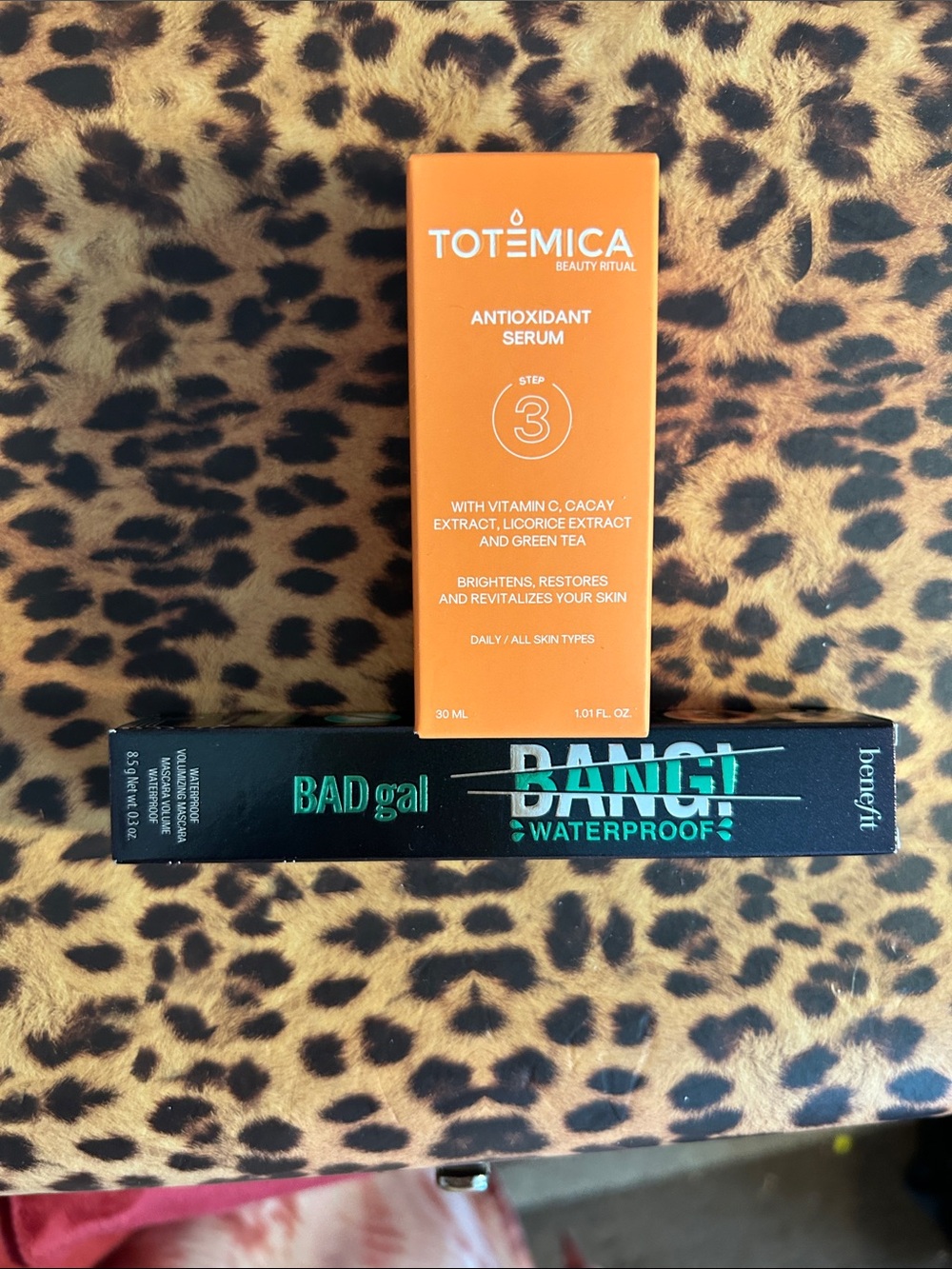 Bad gal Bang waterproof mascara by benefit and Totemica  Antioxidant Serum